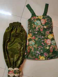 Floral Green Girls Ethnic Set