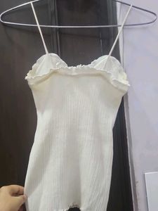 Cream Ribbed Camisole Top