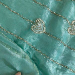 Elegant unstitched party wear suit, dress material