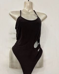 Stylish Brown cut out bodysuit
