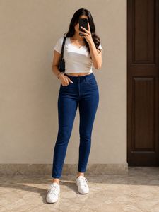 High-Waisted Skinny Blue Jeans