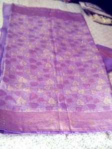 Elegant Purple Saree with Golden Weave