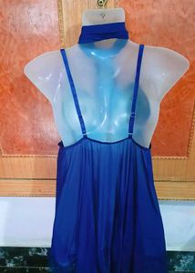 Blue 2 Piece Lingerie Set with Scarf And Thong