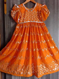 wedding Sequin Orange gown 5 to7 age with matching