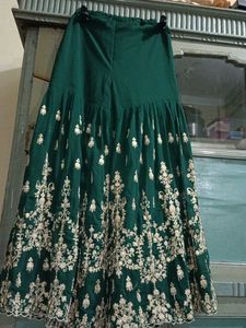Green Georgette short frock with  flair sharara