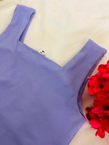 Lavender Ribbed Square Neck Tank Top