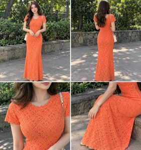 Orange Lace Maxi Dress