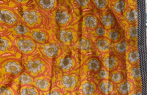 Vibrant Yellow Floral Print Saree