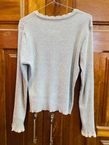 Cute Long Sleeve Lace Trim Top