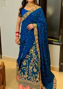 Designer Navy Lehenga With 2 Blouse