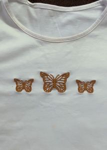Butterfly Embroidered Crop Top