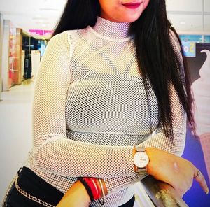 Mesh Net Top with Stripes