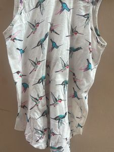 White Hummingbird Print Tank Top