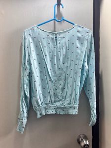 Light Blue Printed Casual Top