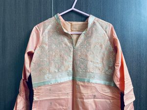 peach color silk kurti for sale
