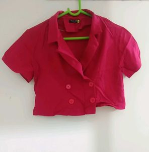 Stylish Pink Cropped Button-Up Top