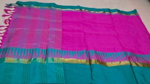 Vibrant Pink &amp; Teal Saree