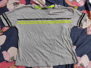Gray Striped Graphic Tee