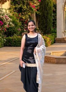 🌝Backless Black Suit with Embroidered Net Duppata