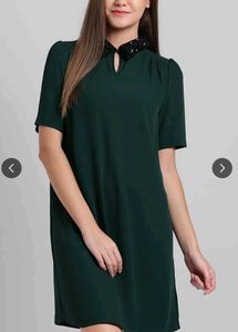 Green Dress with Embellished Collar