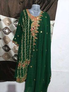 green kurti with duppatta and plazo