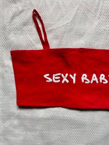 Red "Sexy Baby" Crop Top