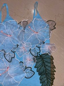 Blue Floral Applique Cami Top