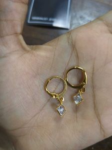 Gold Diamond Shape Charm Earrings