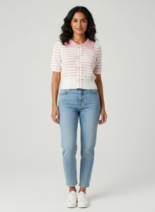 Cute Pink Bow Striped Top