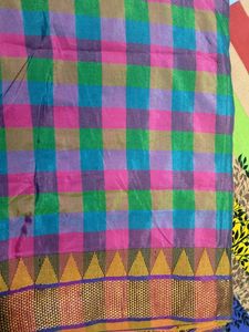 Vibrant Checkered Saree