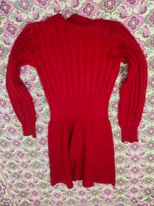 Red Cable Knit Sweater Dress