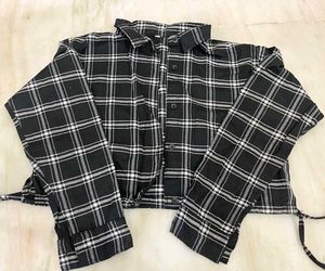 Black & White Plaid Cropped Shirt