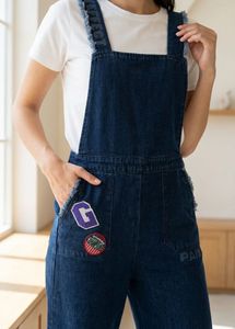 LeShop Jeans Trendy Dark Wash Denim Dungarees / Ov