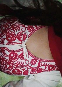 Embroidered red and white suit