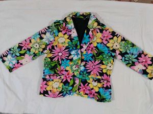Vibrant Floral Print Blazer