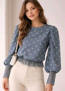 Chic Floral Print Puff Sleeve Top