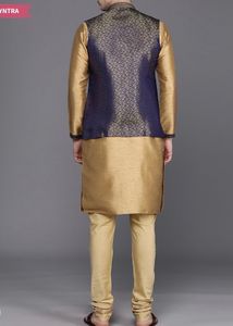 Straight Kurta With Chutidar,Printed Nehru Jacket