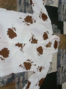 White Floral Print Button-Up Shirt