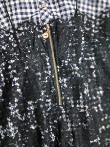 Chic Black &amp; White Gingham Lace Dress