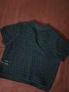 Green Crochet Knit Top