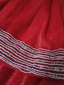 Vibrant Red Saree with Embellished Border