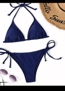 Navy Blue String Bikini Set
