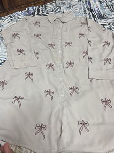Cute Bow Print embroidered Cordset