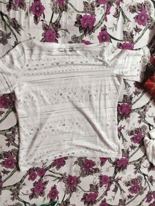 Chic White Lace Trim Top