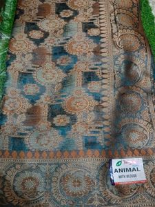 Elegant Teal Floral Print Saree