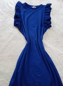 Royal Blue Ruffle Sleeve Midi Dress