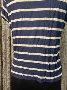 Navy Blue &amp; White Striped T-Shirt