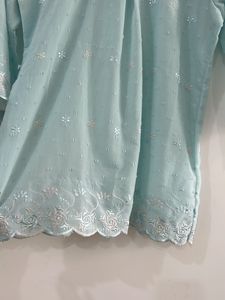 Sky Blue Chikan Top