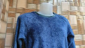 Cozy Blue Plush Pullover Sweater