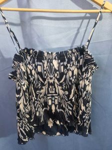 H&amp;M Printed Spaghetti Strap Crop Top